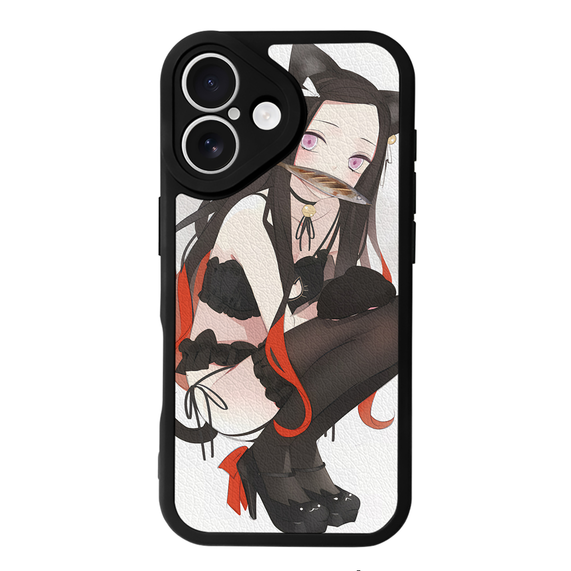 （画像用） 鬼滅の刃（きめつのやいば）竈門 禰󠄀豆子／かまど ねずこ Kamado Nezuko 【iPhone 16シリーズ対応】シリコンスマホケース（レザー調） 材質：シリコン